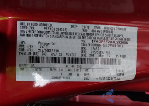 2018 Ford Focus Se from USA, damaged, VIN 1FADP3F2XJL292088